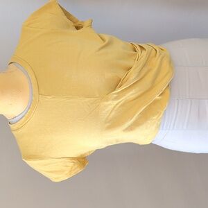 Yellow Short Sleeve Crop Top with Ruched Detail